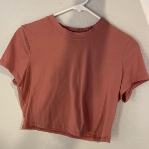 Cropped Plain Pink Ish Shirt
